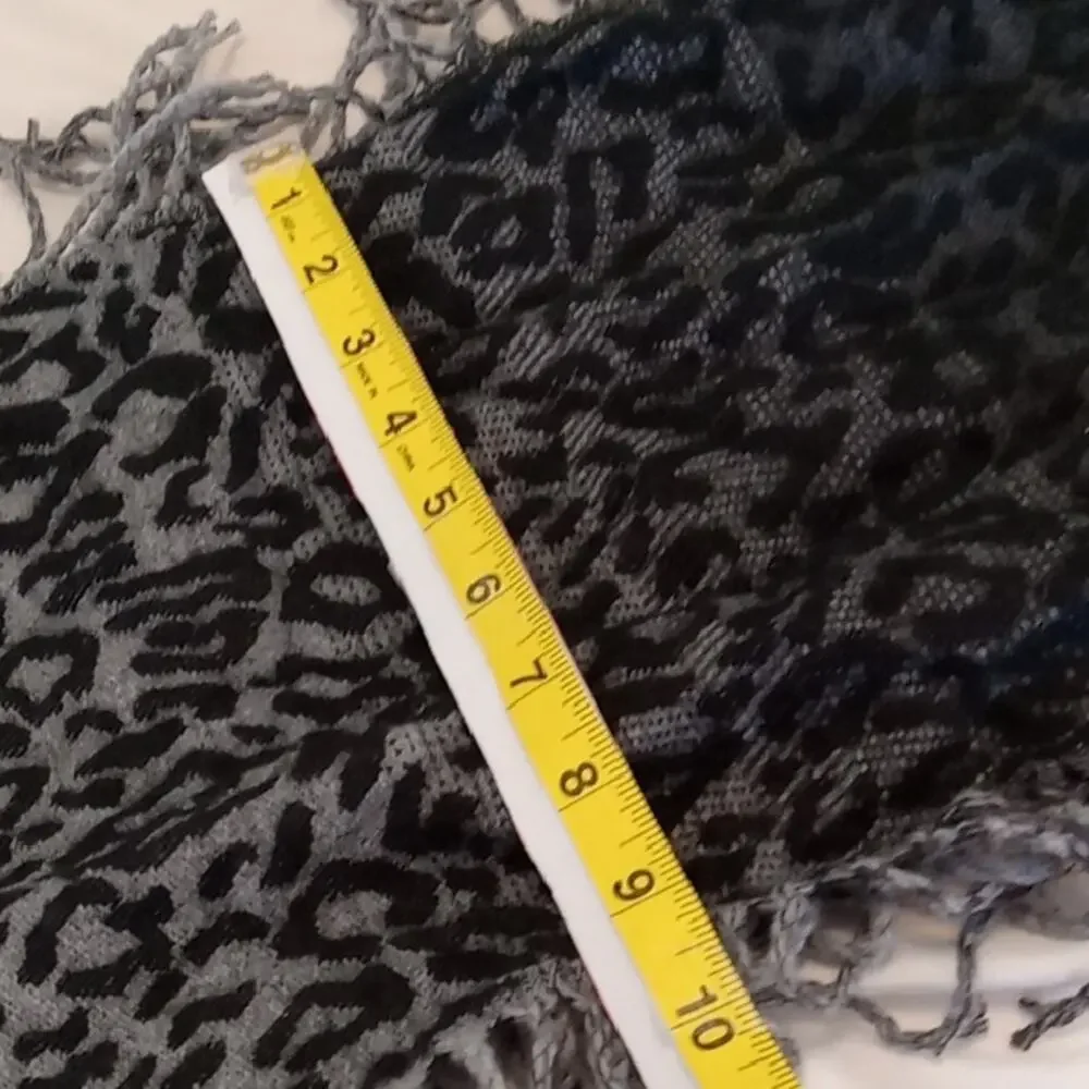 Cejon  Women's Infinity Elegant Black and Gray Fringed Scarf. Warm, Versatile